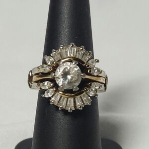 Vintage Gold Tone CZ Engagement Ring Set 7